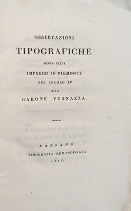 Osservazioni tipografiche sopra libri impressi in Piemonte nel secolo XV.
