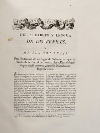 Del Alfabeto y Lengua de los Fenices, y de sus Colonias.