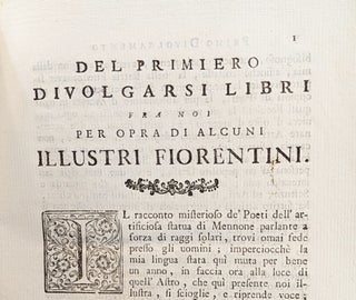 Della Prima Promulgazione de’Libri in Firenze, Lezione Istorica.