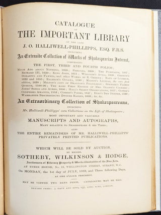 Item #1189 Catalogue of the Important Library. . .Including an Extensive Collection of Works of...