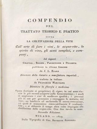 Item #1246 Compendio del trattato teorico e pratico sopra la coltivazione della vite coll'arte di...