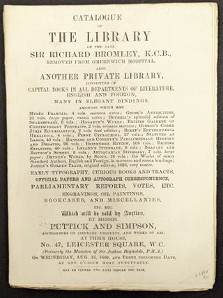 Item #1258 Catalogue of the Library, Removed from Greenwich Hospital, also another Private...