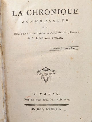 Item #1321 Chronique Scandaleuse or Mèmoires pour server l’Histoire des Moeurs de la...