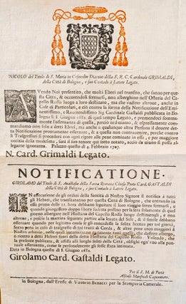 Item #1402 NICOLO’del Titolo di S. Maria in Cosmedin Diacono della S.R.C. Cardinale GRIMALDI...