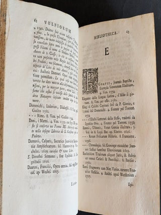 La Libreria de’Volpi, e la Stamperia Cominiana. Illustrate con utili e curiose Annotazioni. Avvertenze necessarie e profittevoli a Bibliotecarj, e agli Amatori de ‘buoni Libri.