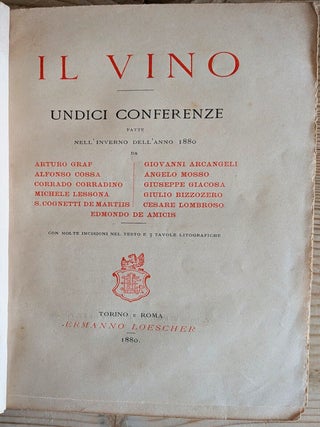 Il Vino. Undici conferenze fatte nell’inverno dell’anno 1880.
