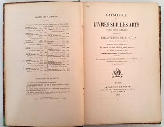 Item #268 Catalogue des Livres sur les Arts tous bien Reliés composant la Bibliothèque de Mr....