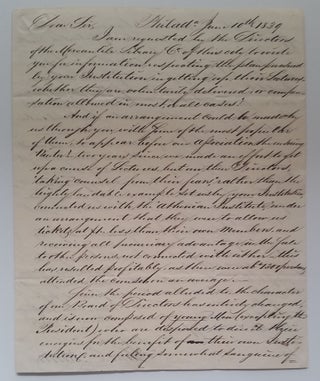 Item #297 Letter to John S. Winthrop of New York Mercantile Library. Samuel C. Morton