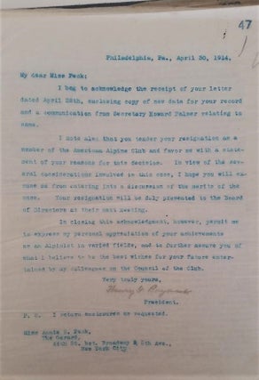 Item #411 Letter Archive of the American Alpine Club, Philadelphia, Pa. Henry G. Bryant