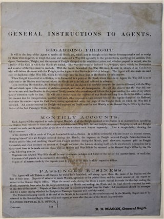 Item #466 Instructions to Agents, Regarding Freight. Illinois Central Rail Road
