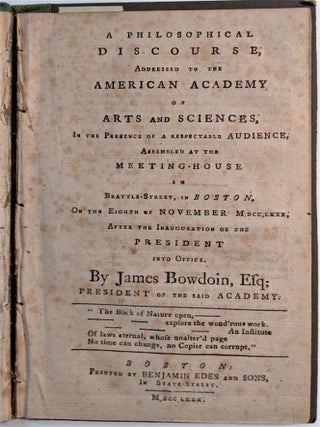 Item #480 A Philosophical Discourse, Addressed to the American Academy of Arts and Sciences . . ....