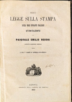 Alla Legge sulla Stampa per gli Stati Sardi.