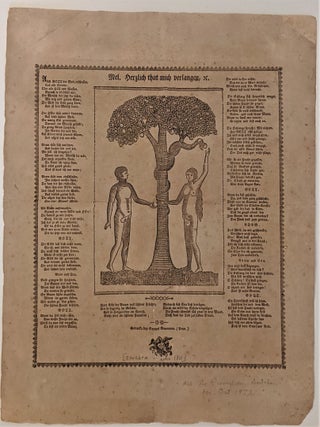 Item #508 Adam and Eve in Paradise. Mel. Herzlich thut mich Verlangen. Broadside