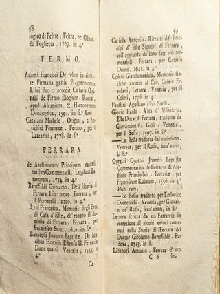 Catalogo di storie generali, e particolari d'Italia.