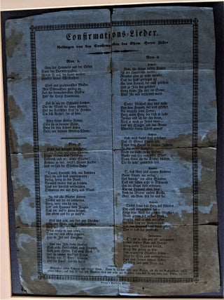 Item #511 Confirmations =Lieder. Gesungen von den Confirmaden des Ehrw. Hern Zeller. Broadside