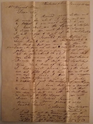 Item #549 Mr. Weyrich Siltzer, Dear Sir. Adam Zantzinger