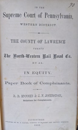 Supreme Court of Pennsylvania. Western District. Together 21 8vo. pamphlets. WITH: Two Trial Pamphlets of Stephen T. Beale and Doctor George Parkman.
