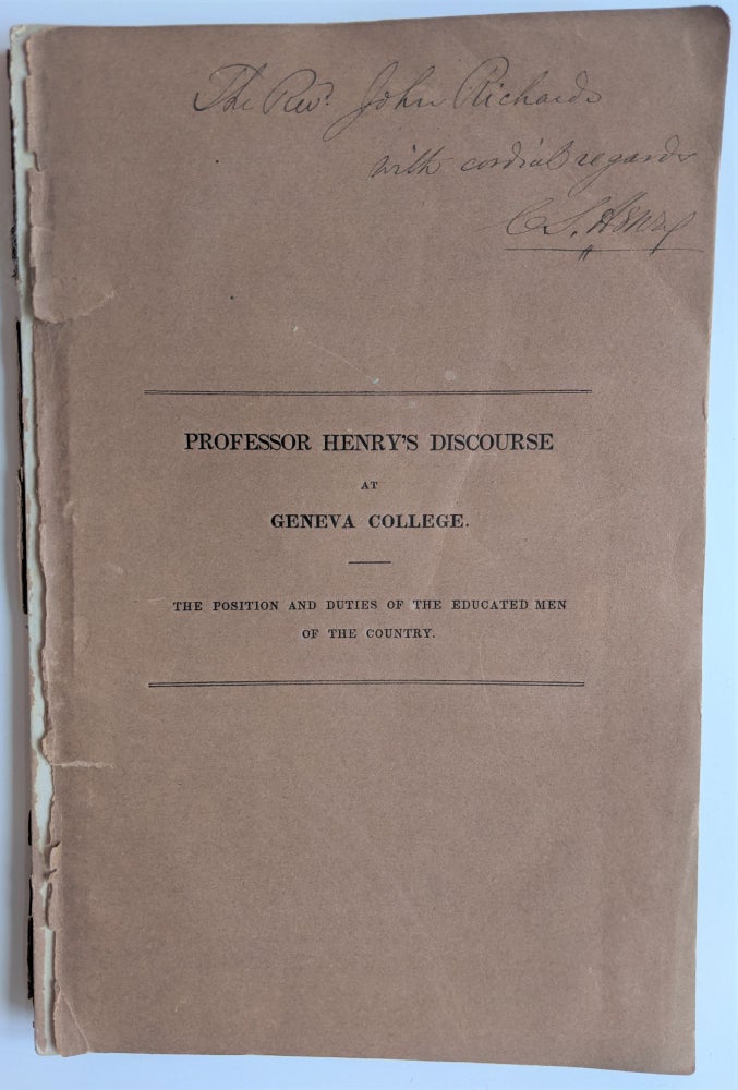 Item #623 A Discourse Pronounced Before the Euglossian and Alpha Phi Delta Societies of Geneva College, Aug. 5, 1840. C. S. Henry, D. D.