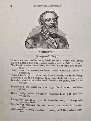 Item #635 Original Acrostics, on Some of the Southern States, Confederate Generals, and Various...