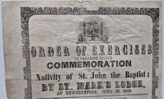 Order of Exercises on Occasion of the Commemoration of the Nativity of St. John the Baptist; By St. Mark’s Lodge, at Newburyport, June 26, 1849.