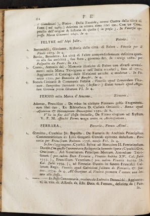 Item #64 Catalogo delle storie particolari Civili ed Ecclesiastiche della Città e de' Luoghi...