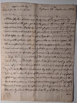 Item #664 Autograph Letter Signed to Thomas Aspinwall, Concerning Louis Bonaparte's Book. Louis...