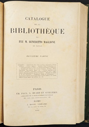 Catalogue de la Bibliotheque de Feu M. Benedetto Maglione de Naples.