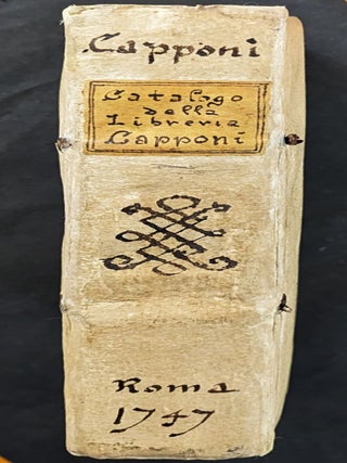 Item #67 (Biblioteca Capponiana). Catalogo della Libreria Capponi o sia de' libri Italiani de fu...