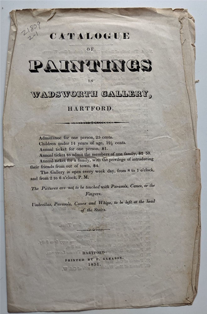 Item #671 Catalogue of Paintings in Wadsworth Gallery Hartford. Wadsworth Gallery.