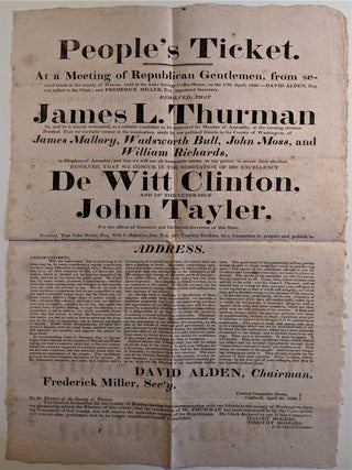 Item #703 People's Ticket. At a Meeting of Republican Gentlemen, from several towns in the County...
