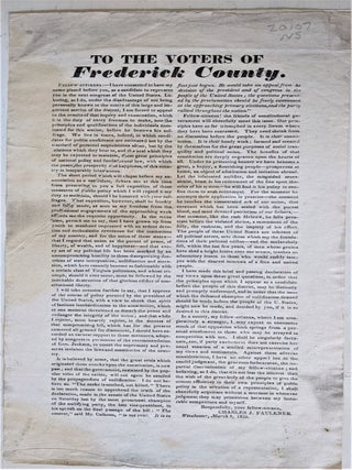 Item #713 To the Voters of Frederick County. Fellow Citizens:--I have consented to have my name...