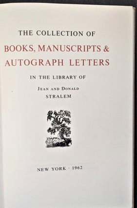 Item #835 The Collection of Books, Manuscripts & Autograph Letters in the Library of Jean and...