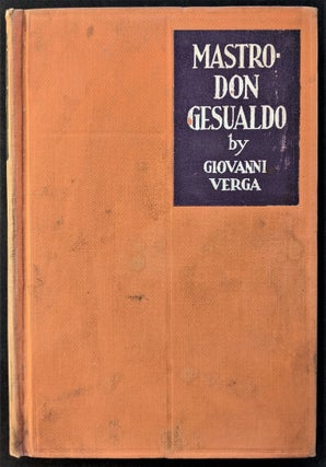 Item #903 Mastro-Don Gesualdo. Translated by D. H. Lawrence. Giovanni Verga