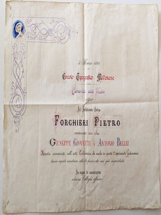 Item #968 Carnevale dell Vecchie. All’Infaticabile Collega Forchieri Pietro coadiuvato dai...