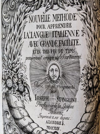 Nouvelle Methode pour Apprendre la Langue Italienne avec Grande Facilité et en tres peu de Tems. Exactement revue, corrigée & augmentee d’une quantité de Noms, de Verbes, de Régles, & d’Observations, sur les difficultéz de la Langue Italiene; qui montrent trés clairement & briéument les Fondemens, la Perfection, & la délicatesse de ladite Langue. Par Joseph Stanglini, Prosesseur de la Langue Italienne.